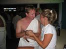 S & M - toga night.. he was playful.. he let me tie him up with his own belt! lol...  